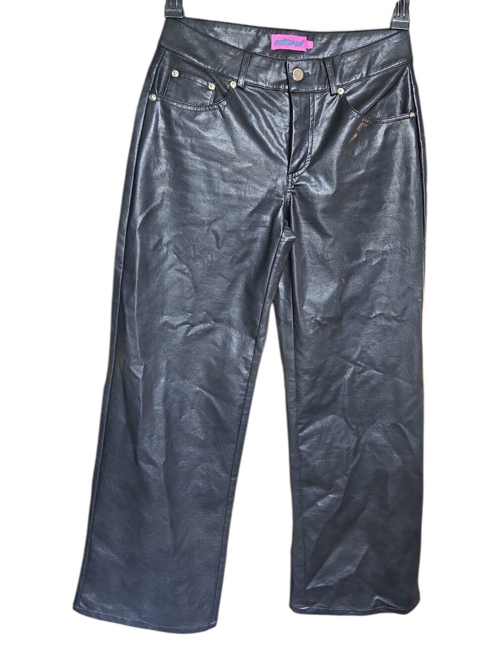 EDIKTED Faux Leather Straight Leg Pants